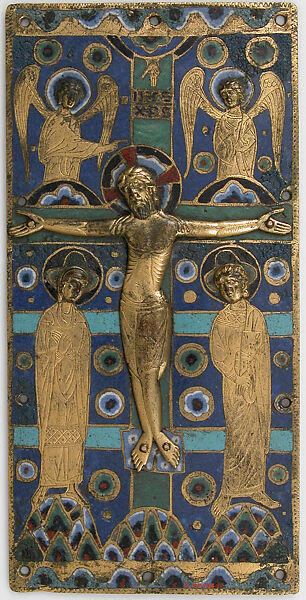Plaque with the Crucifixion, Champlevé enamel, copper, French 