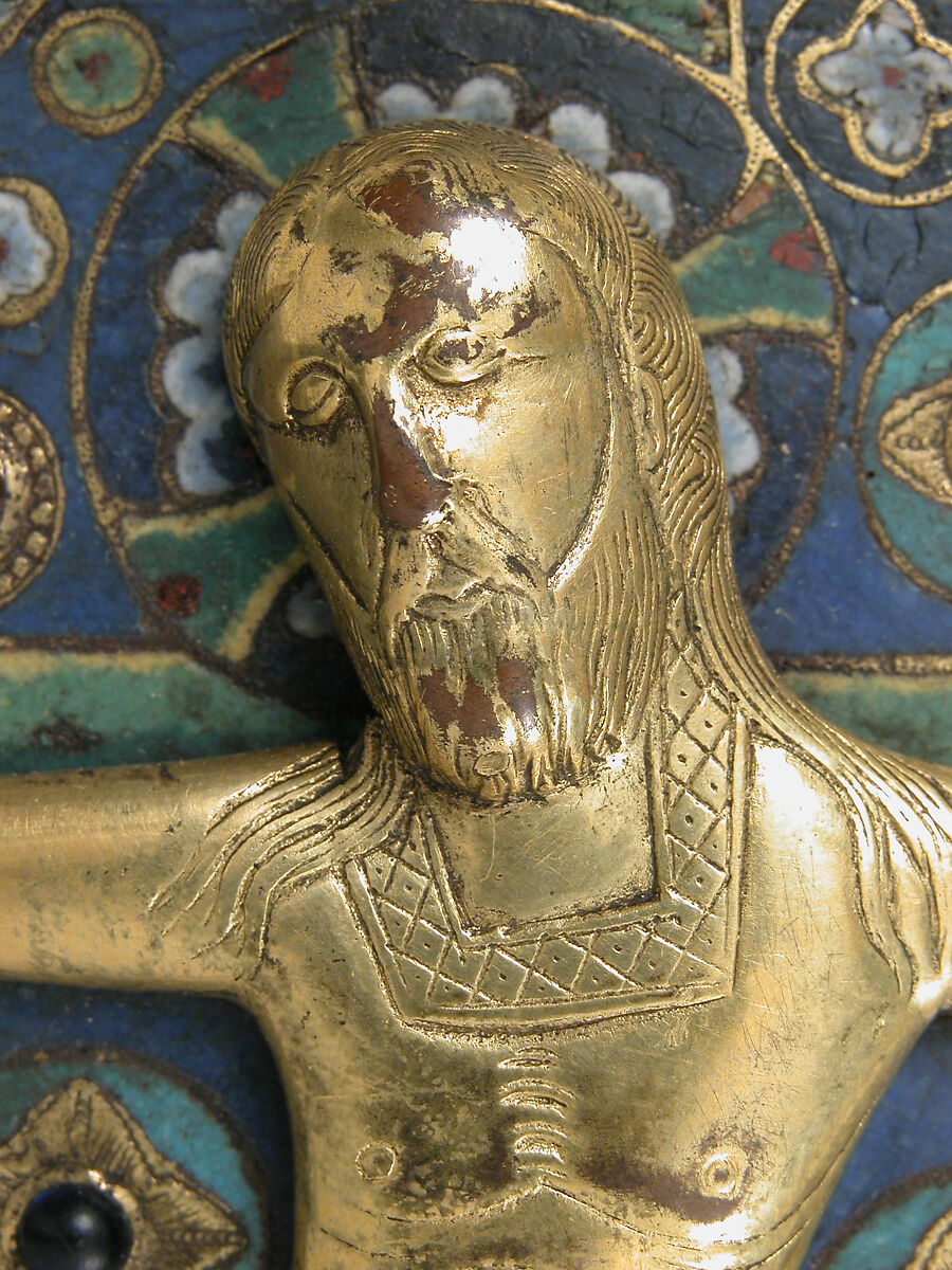 Crucifix, Champlevé enamel and gilded copper, French