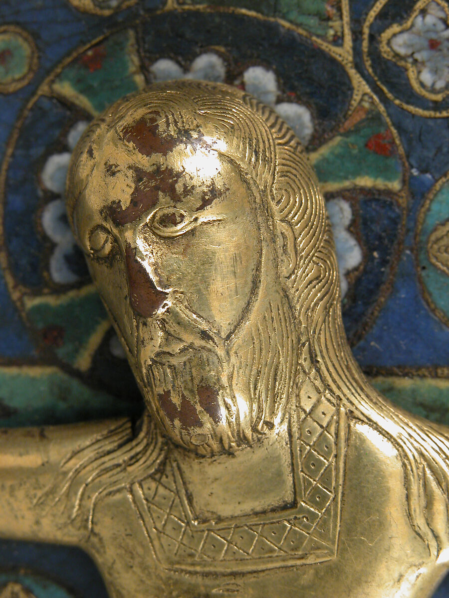 Crucifix, Champlevé enamel and gilded copper, French