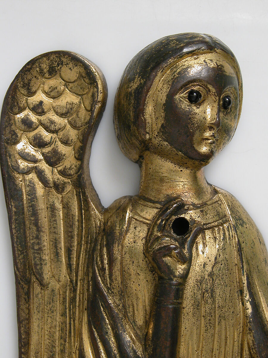 Appliqué Figure, Copper-gilt, glass paste cabochons, French