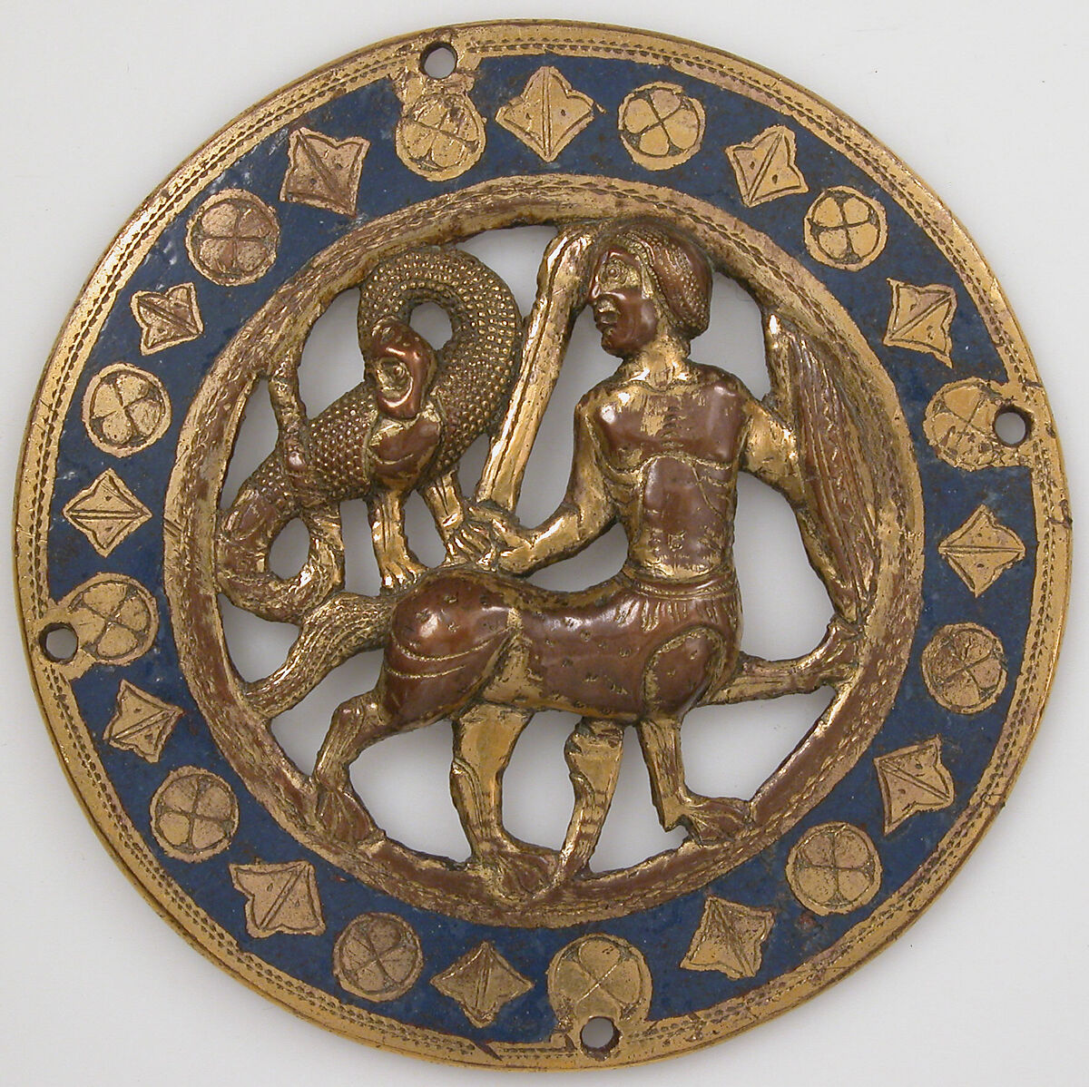 Medallion, Copper, champlevé enamel, French 