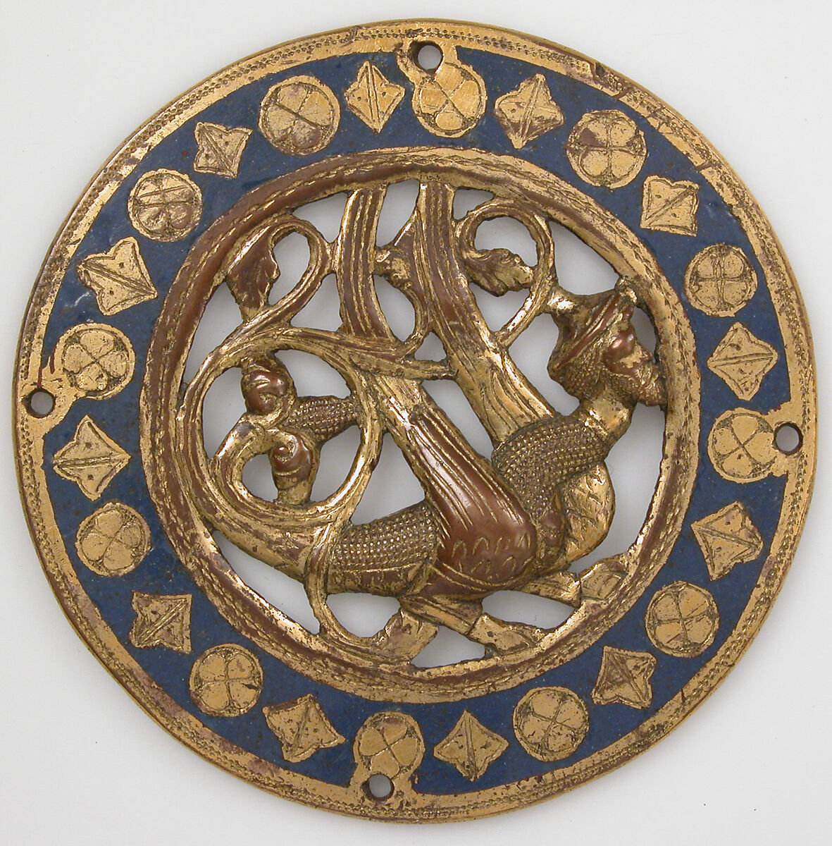 Medallion, Copper, champlevé enamel, French 