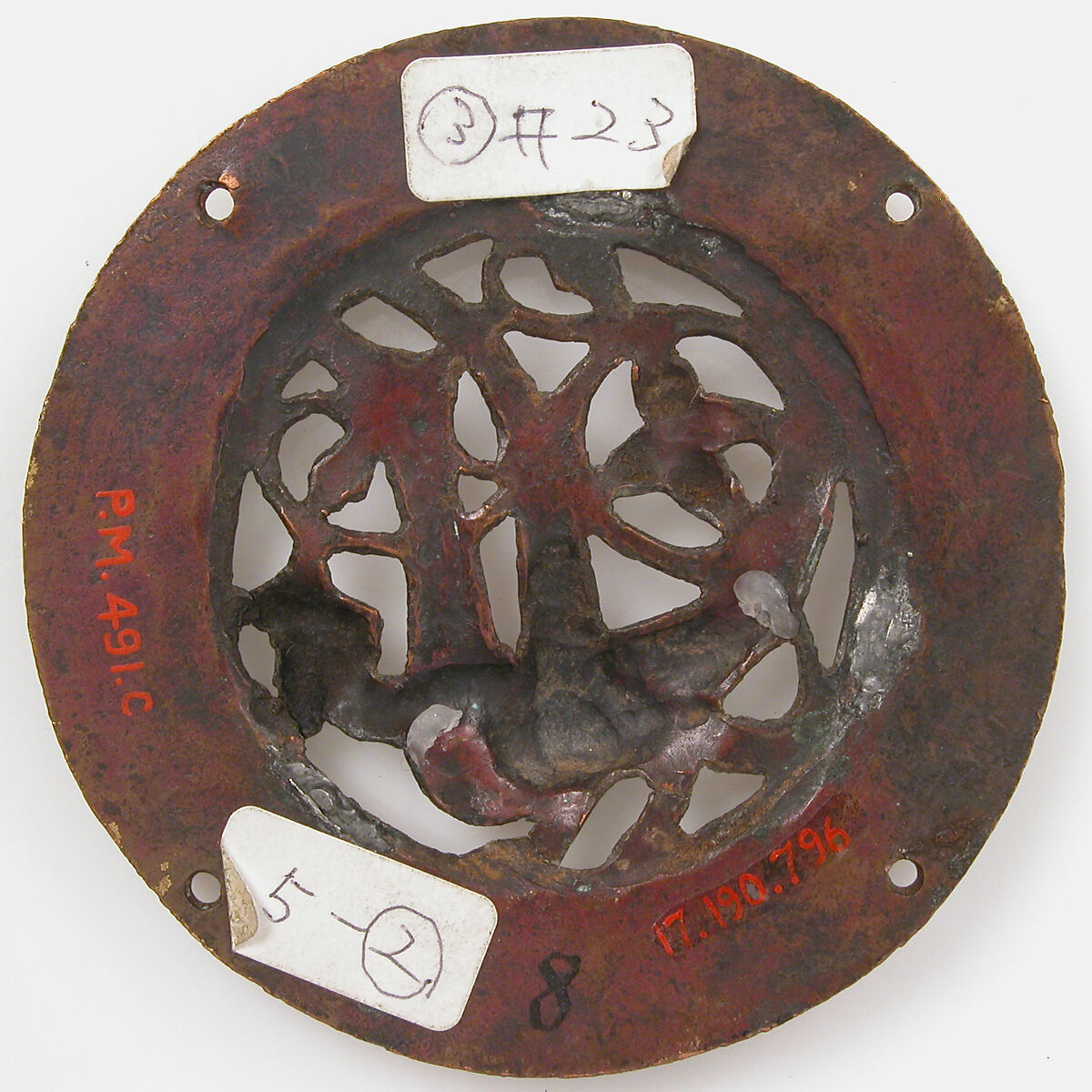 Medallion, Copper, champlevé enamel, French