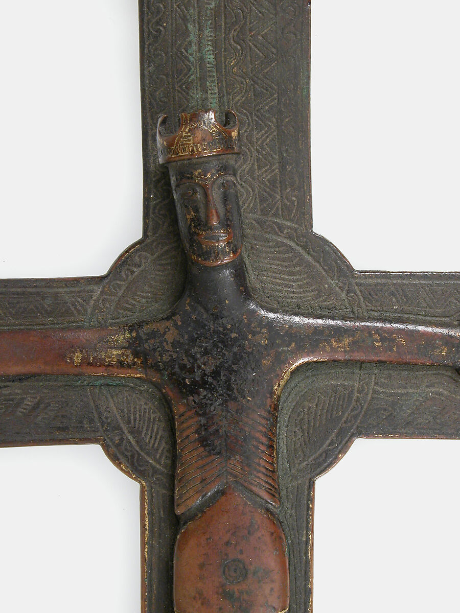 Crucifix, Copper alloy, gilt, Southeastern Europe (possibly)