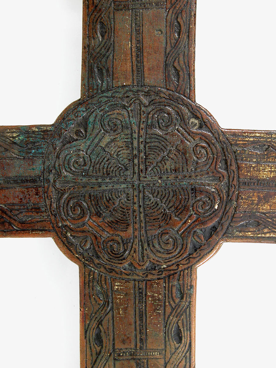 Crucifix, Copper alloy, gilt, Southeastern Europe (possibly)