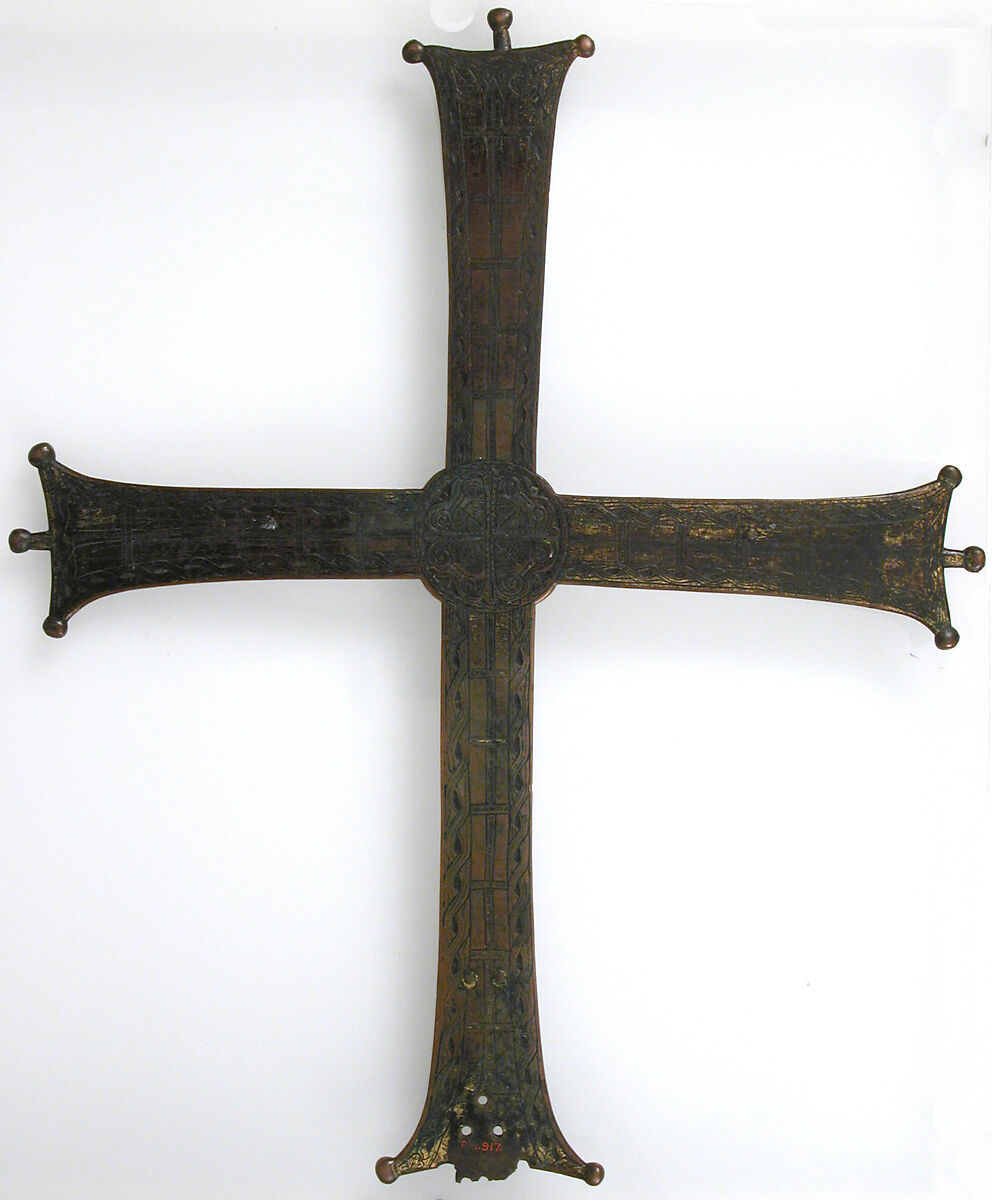 Crucifix, Copper alloy, gilt, Southeastern Europe (possibly)