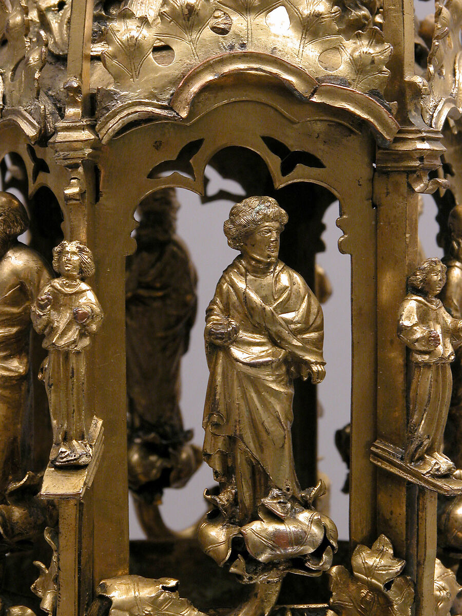 Lamp or Censer, Gilt-copper alloy, silver, enamel en ronde bosse, rock crystal, North Italian