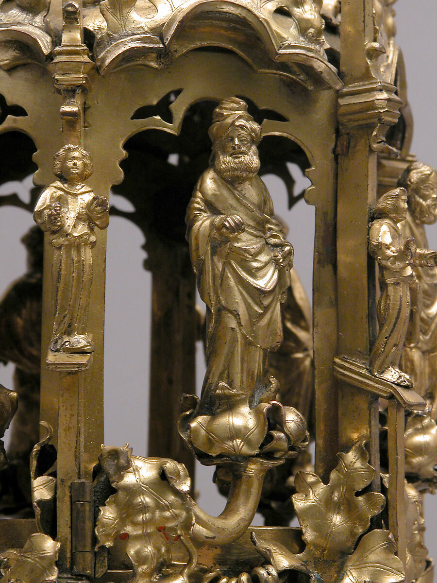 Lamp or Censer, Gilt-copper alloy, silver, enamel en ronde bosse, rock crystal, North Italian