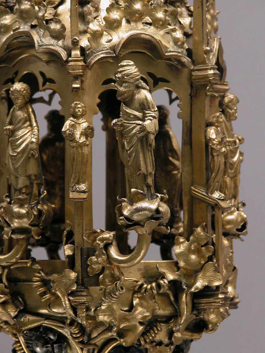 Lamp or Censer, Gilt-copper alloy, silver, enamel en ronde bosse, rock crystal, North Italian