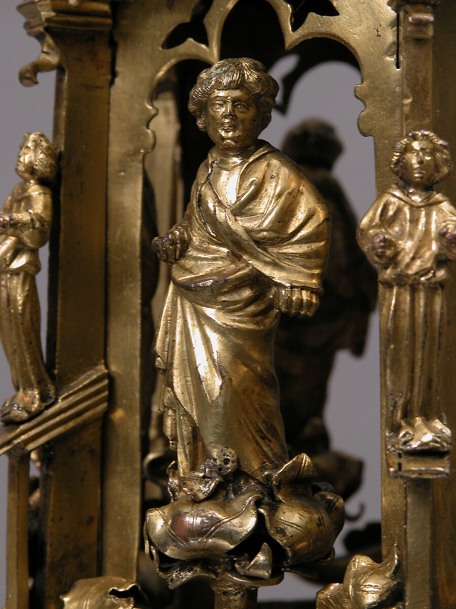 Lamp or Censer, Gilt-copper alloy, silver, enamel en ronde bosse, rock crystal, North Italian