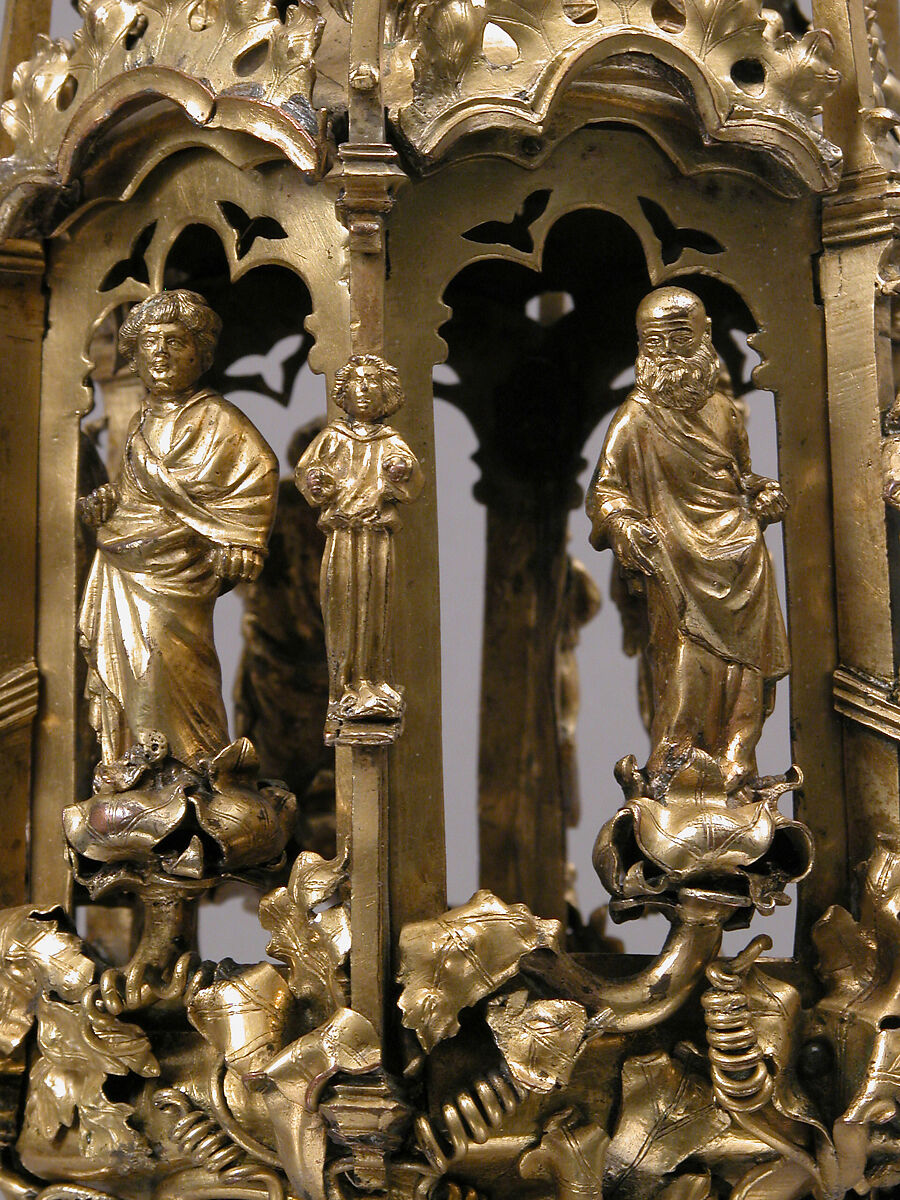 Lamp or Censer, Gilt-copper alloy, silver, enamel en ronde bosse, rock crystal, North Italian