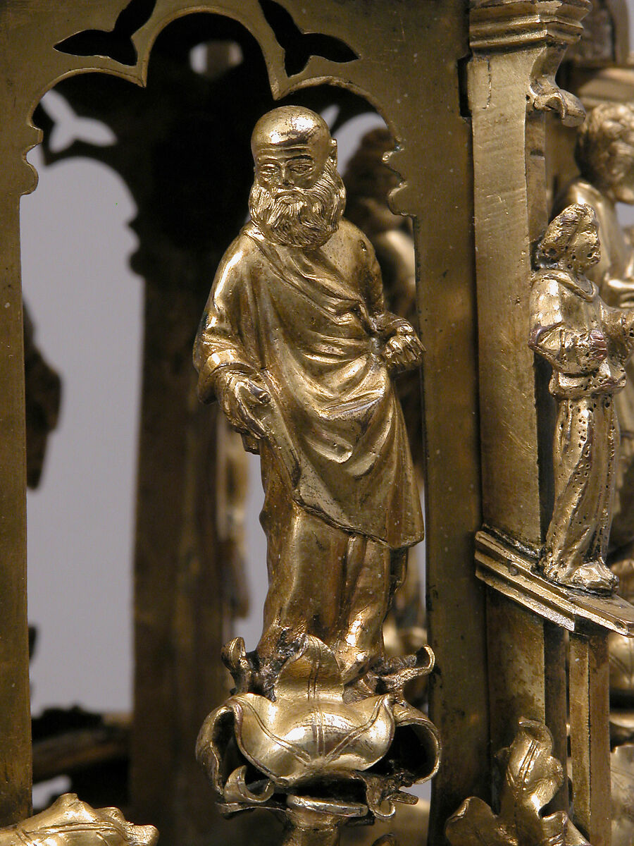 Lamp or Censer, Gilt-copper alloy, silver, enamel en ronde bosse, rock crystal, North Italian