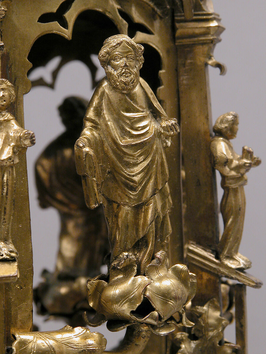 Lamp or Censer, Gilt-copper alloy, silver, enamel en ronde bosse, rock crystal, North Italian