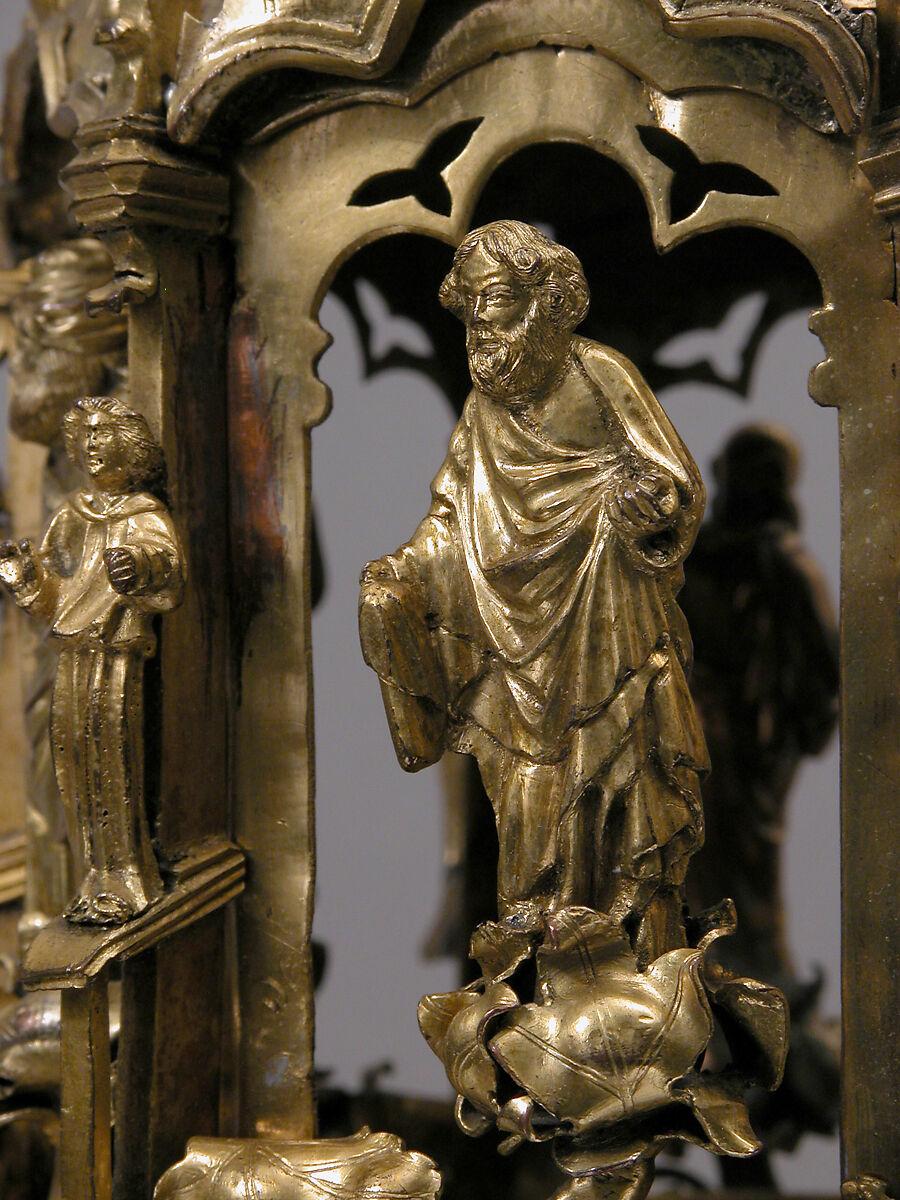 Lamp or Censer, Gilt-copper alloy, silver, enamel en ronde bosse, rock crystal, North Italian