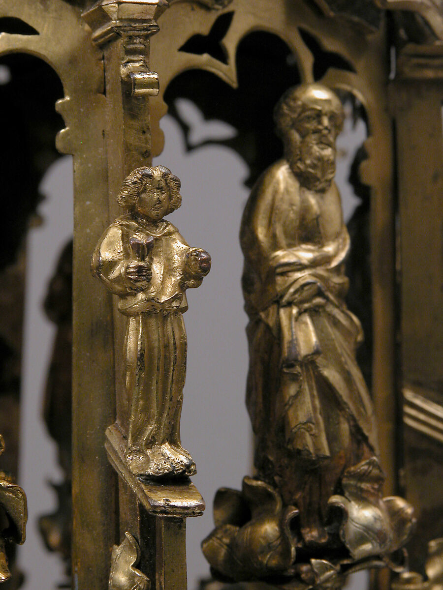 Lamp or Censer, Gilt-copper alloy, silver, enamel en ronde bosse, rock crystal, North Italian