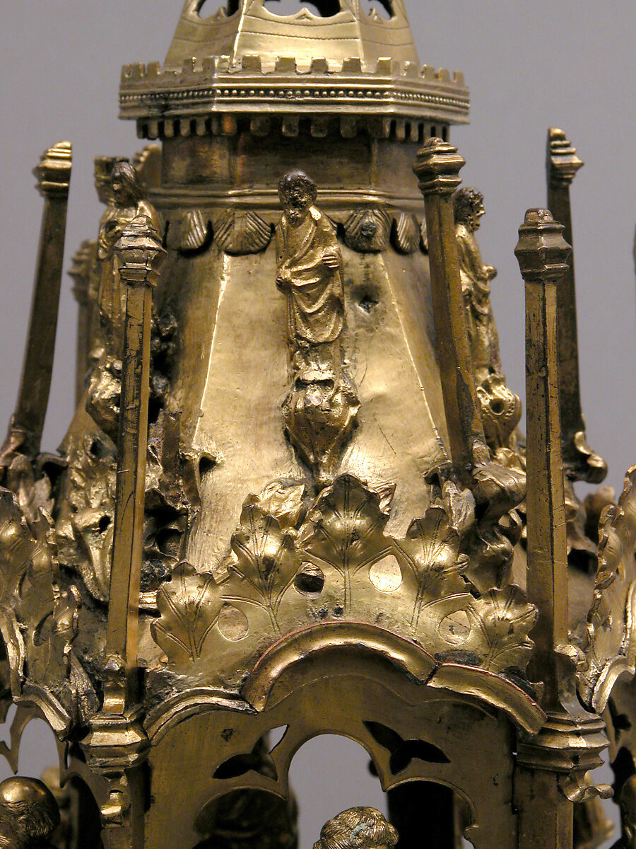 Lamp or Censer, Gilt-copper alloy, silver, enamel en ronde bosse, rock crystal, North Italian