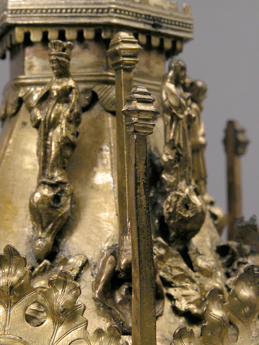 Lamp or Censer, Gilt-copper alloy, silver, enamel en ronde bosse, rock crystal, North Italian