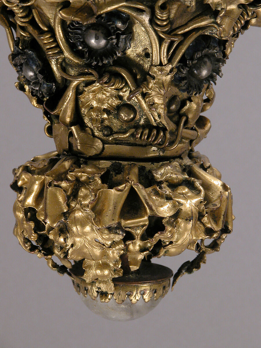 Lamp or Censer, Gilt-copper alloy, silver, enamel en ronde bosse, rock crystal, North Italian