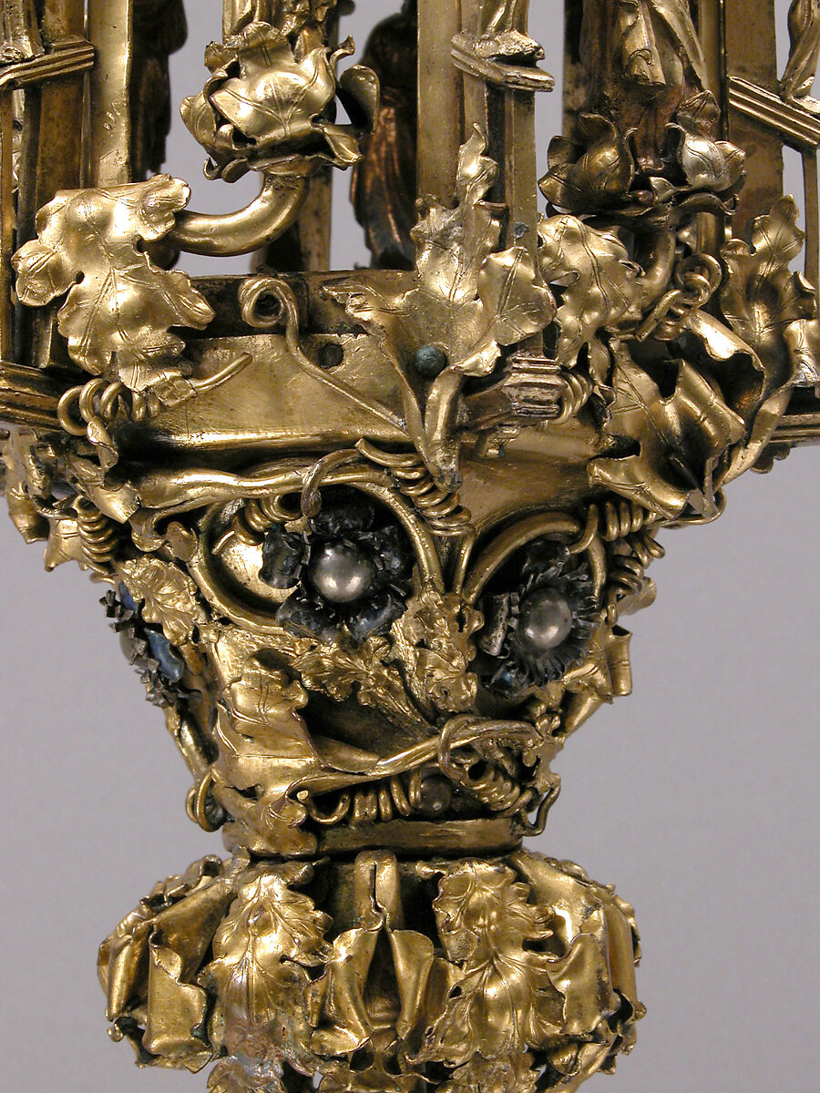 Lamp or Censer, Gilt-copper alloy, silver, enamel en ronde bosse, rock crystal, North Italian