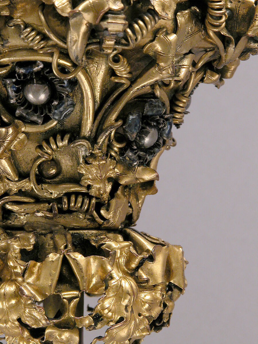 Lamp or Censer, Gilt-copper alloy, silver, enamel en ronde bosse, rock crystal, North Italian