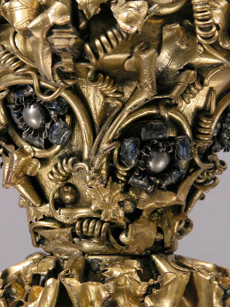 Lamp or Censer, Gilt-copper alloy, silver, enamel en ronde bosse, rock crystal, North Italian