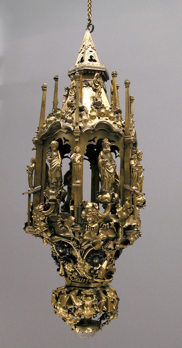 Lamp or Censer, Gilt-copper alloy, silver, enamel en ronde bosse, rock crystal, North Italian