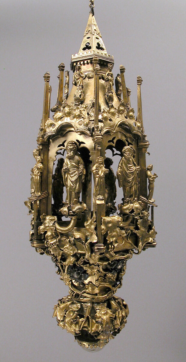 Lamp or Censer, Gilt-copper alloy, silver, enamel en ronde bosse, rock crystal, North Italian