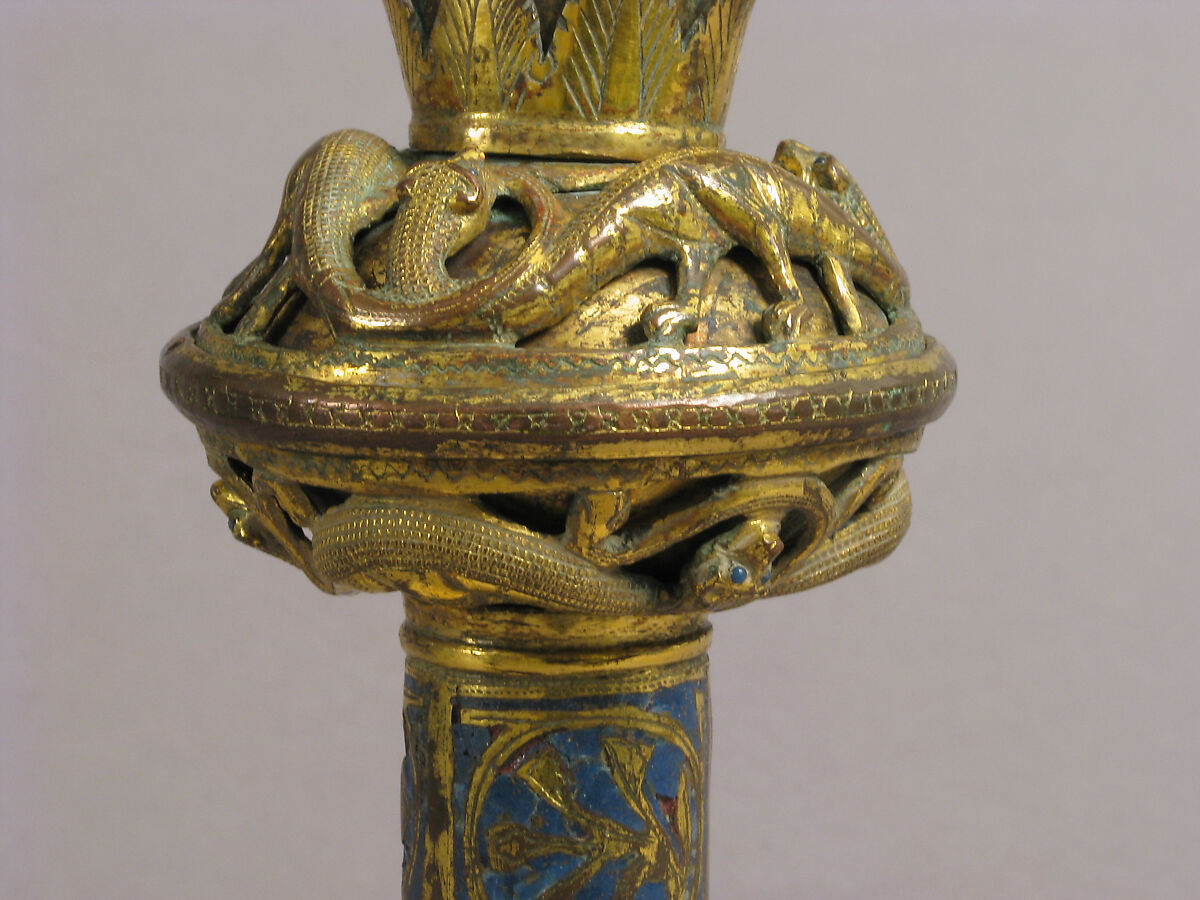 Head of a Crozier with the Annunciation, Copper formed, engraved, chased, scraped, stippled and gilt; champlevé enamel: medium blue, French