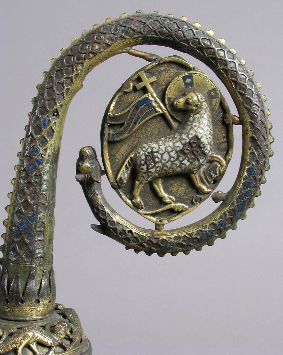 Crozier Head, Champlevé enamel, copper-gilt, French