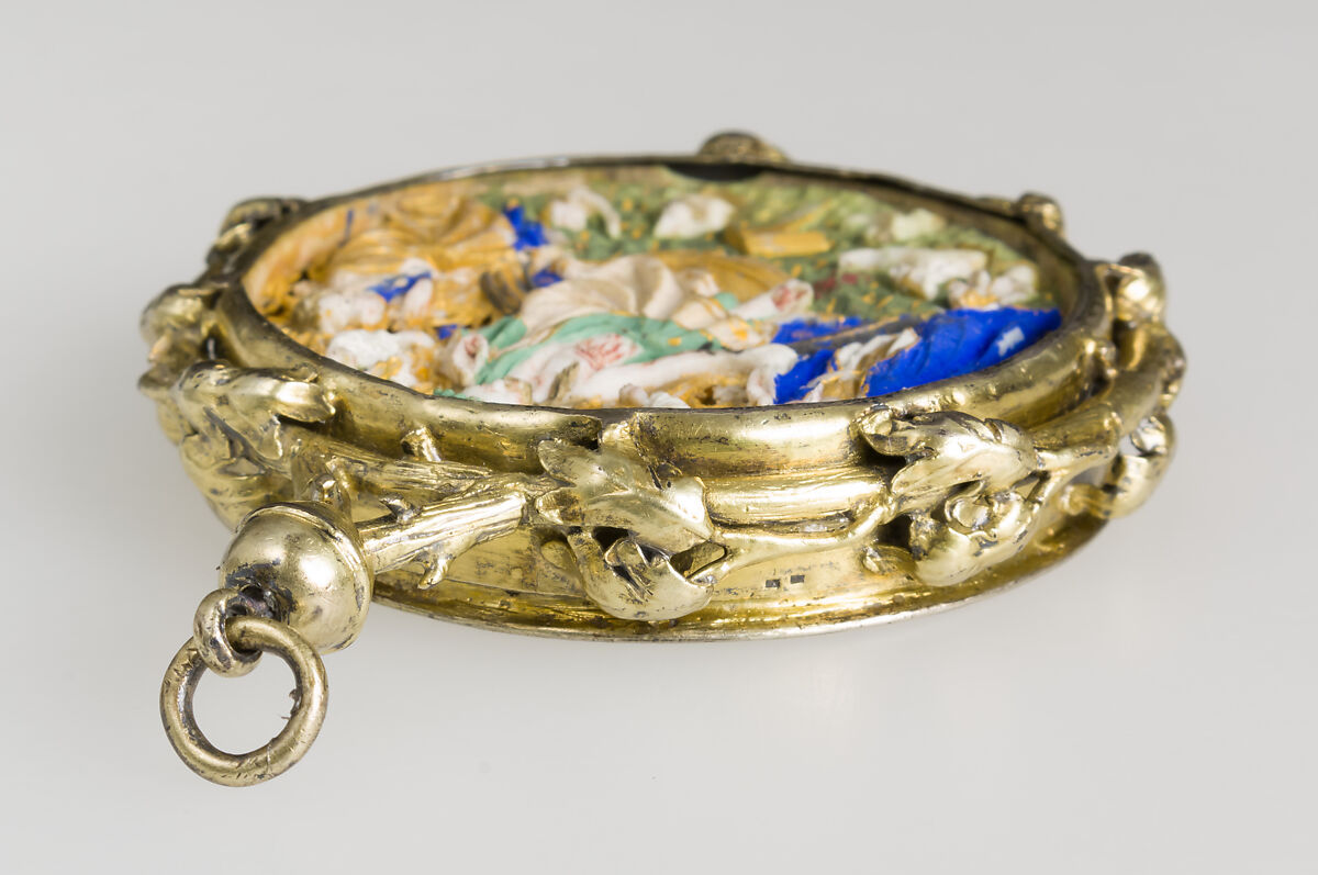 Pendant Medallion with the Last Judgment, Elephant ivory, paint, and silver-gilt mount, French