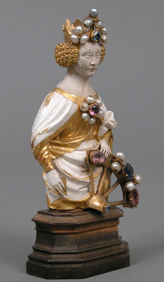 Saint Catherine of Alexandria, Gold, ronde-basse enamel, and jewels, French