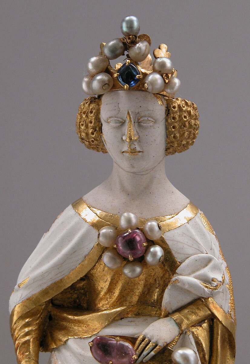 Saint Catherine of Alexandria, Gold, ronde-basse enamel, and jewels, French