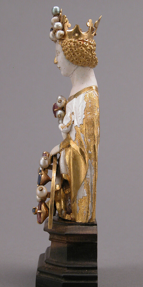 Saint Catherine of Alexandria, Gold, ronde-basse enamel, and jewels, French