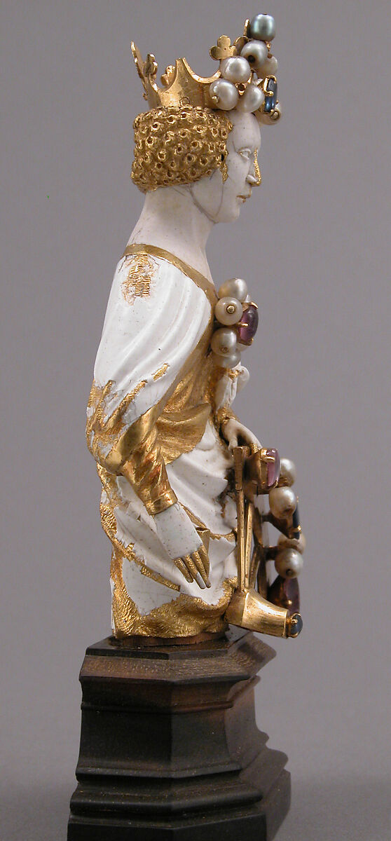Saint Catherine of Alexandria, Gold, ronde-basse enamel, and jewels, French