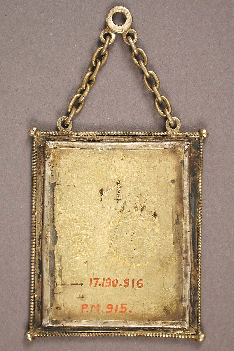 Pendant with the Crucifixion, Basse taille enamel and gilded silver, French (?)