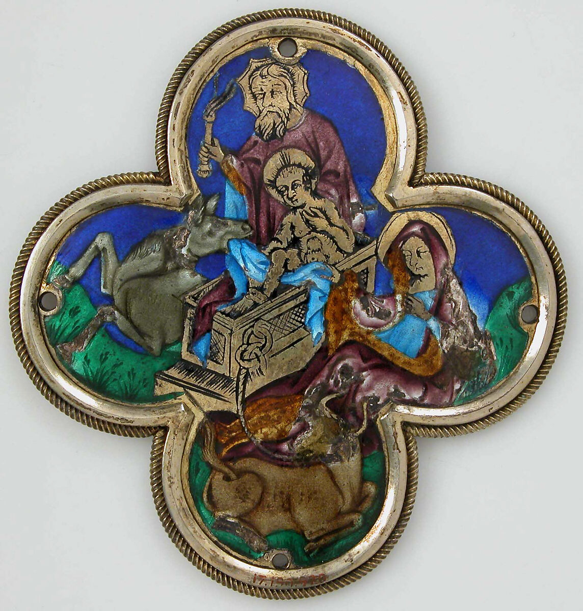 Quatrefoil Plaque, Basse taille enamel, silver, South Netherlandish 