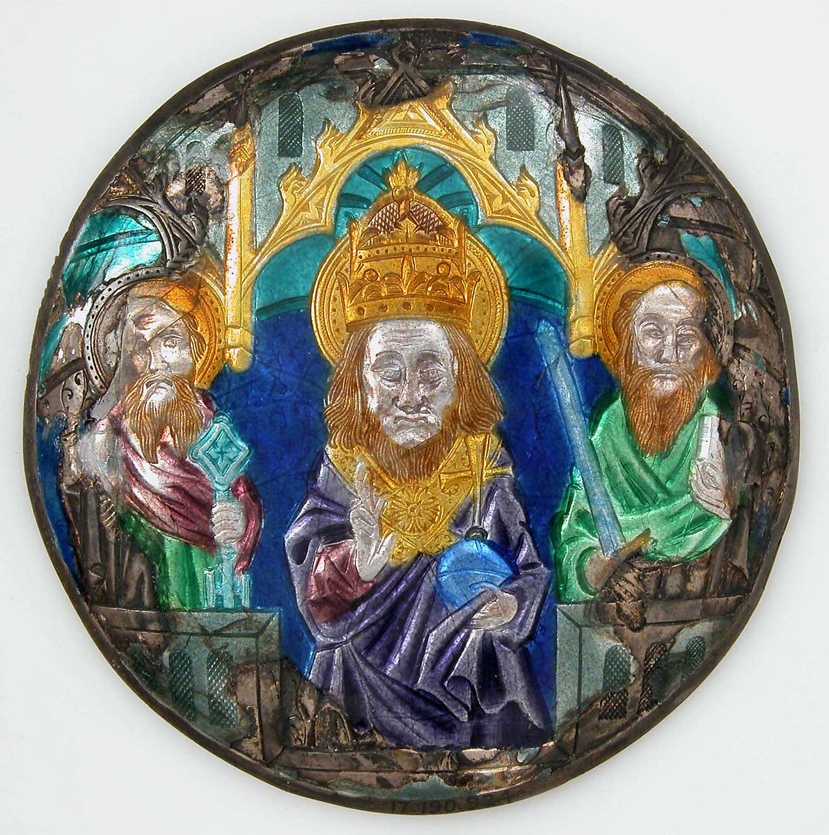 Plaque with God The Father, Basse taille enamel, silver, German 