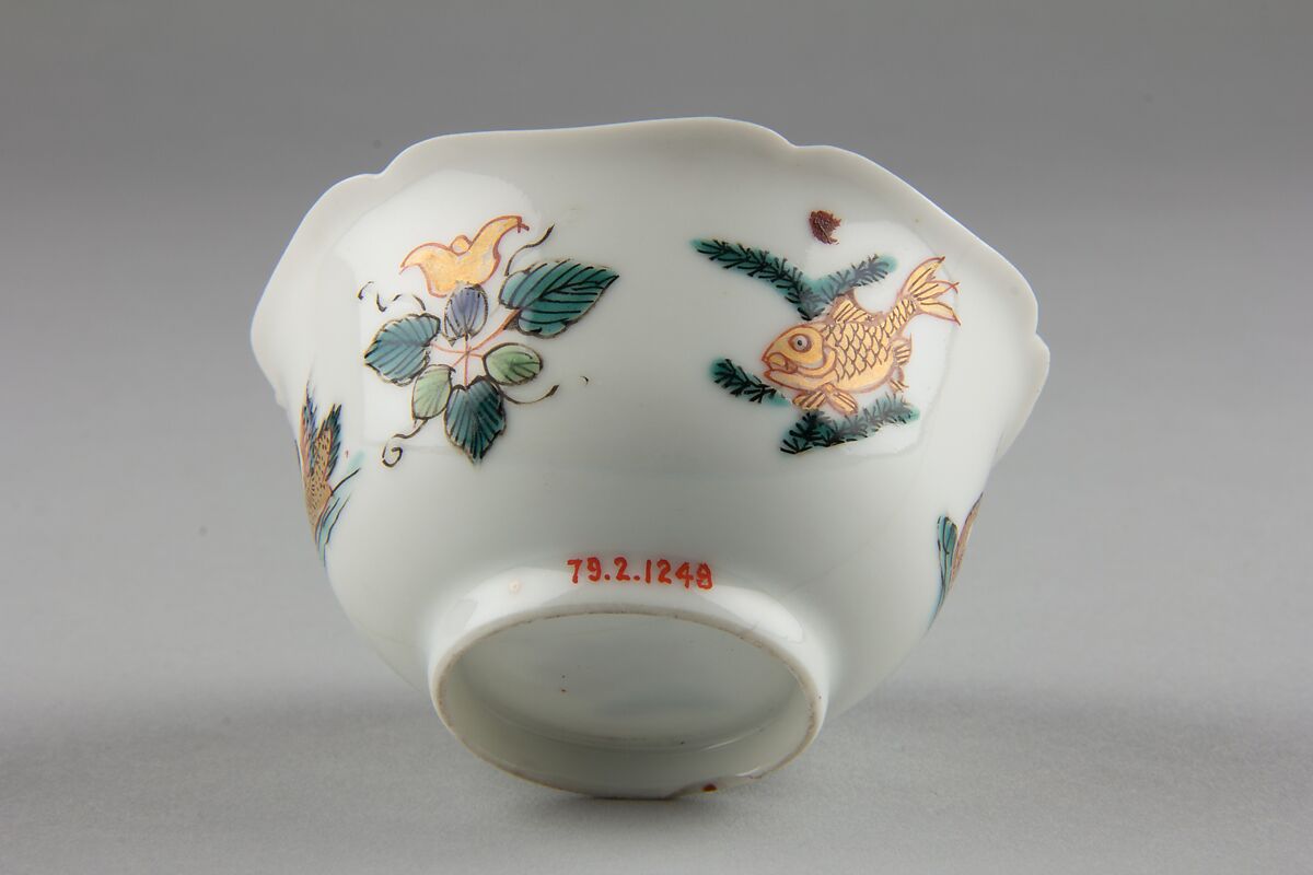 Cup with duck, fish, and flowers, Porcelain painted in overglaze polychrome enamels (Jingdezhen ware), China