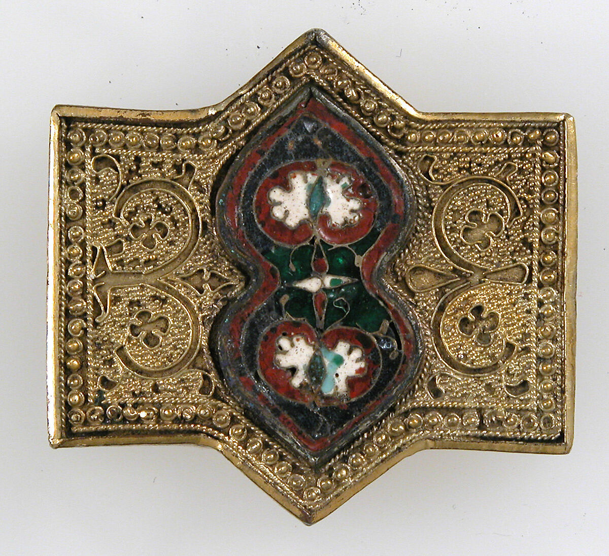 Horse Bridle or Belt Ornaments, Gilt copper or copper alloy and cloisonné enamel, Spanish