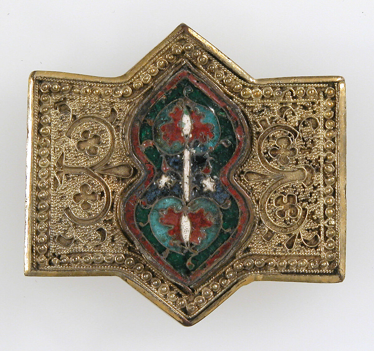 Horse Bridle or Belt Ornaments, Gilt copper or copper alloy and cloisonné enamel, Spanish