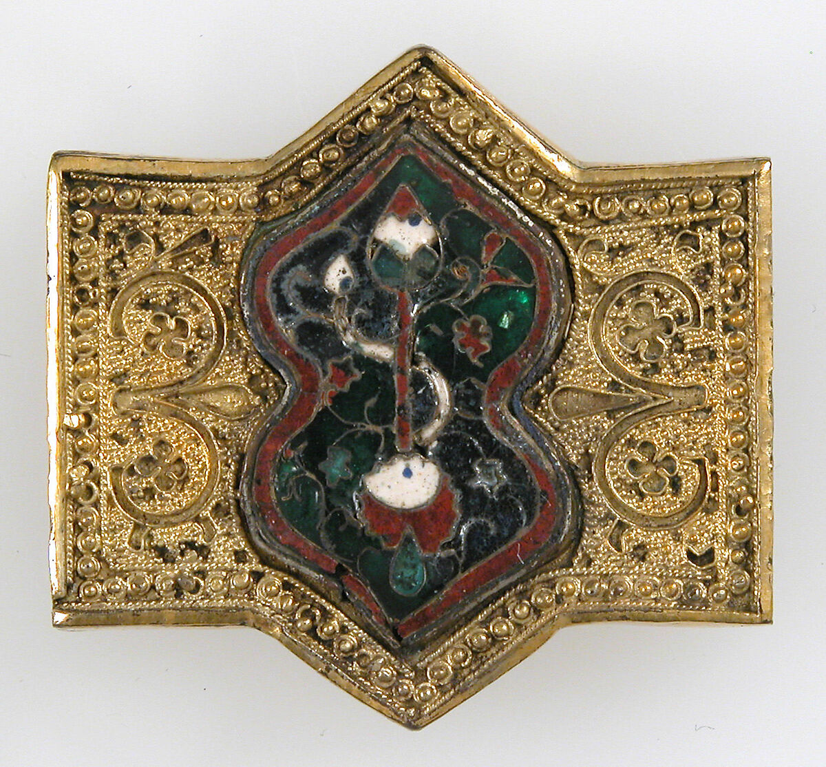 Horse Bridle or Belt Ornaments, Gilt copper or copper alloy and cloisonné enamel, Spanish