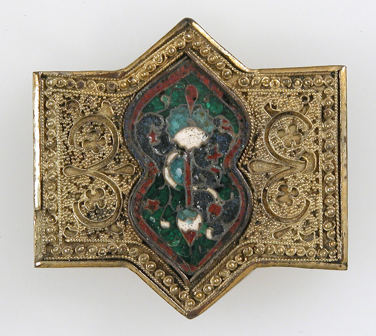 Horse Bridle or Belt Ornaments, Gilt copper or copper alloy and cloisonné enamel, Spanish