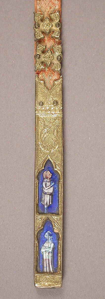 Belt with Profiles of Half-Length Figures, Basse taille enamel, silver-gilt, mounted on textile belt, Italian