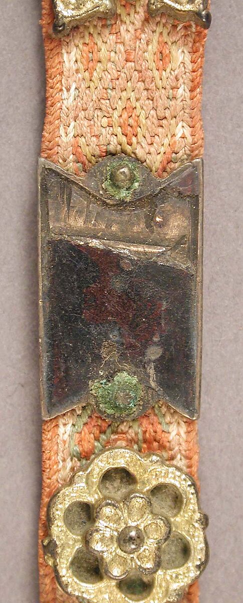 Belt with Profiles of Half-Length Figures, Basse taille enamel, silver-gilt, mounted on textile belt, Italian