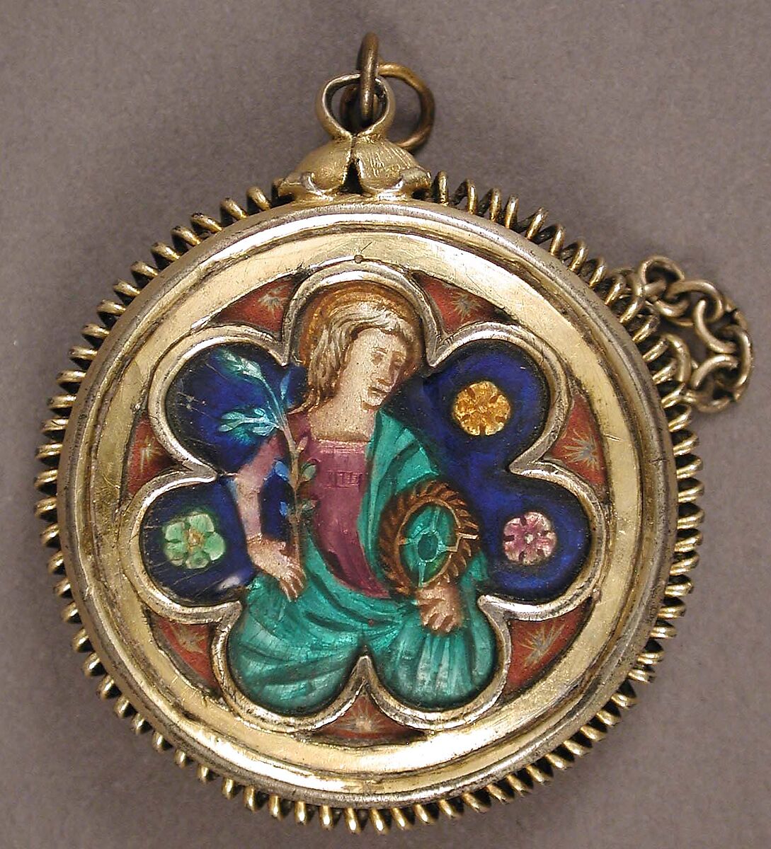 Locket, Basse taille enamel, silver-gilt, French 