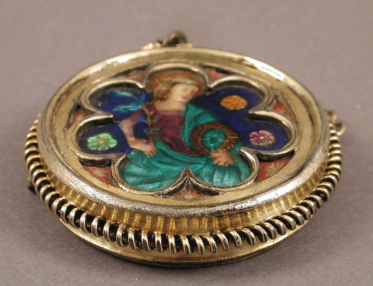 Locket, Basse taille enamel, silver-gilt, French