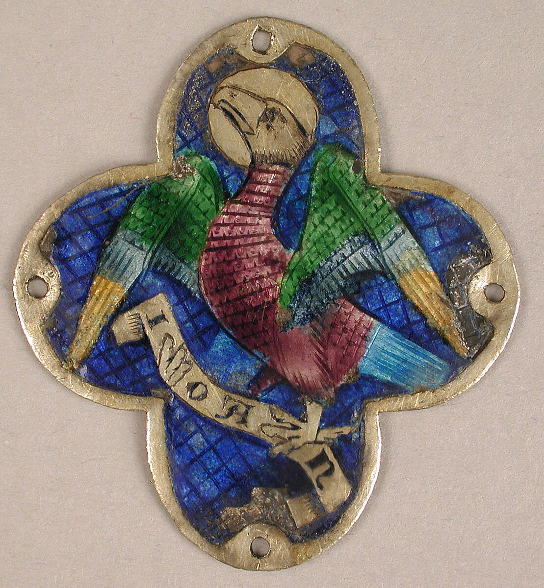 Plaque with the Eagle of Saint John, Basse taille enamel, silver, Catalan 