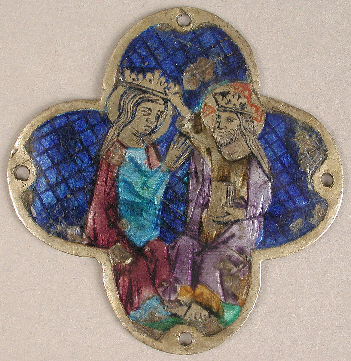 Plaque with the Heavenly Coronation of the Virgin, Basse taille enamel, silver, Catalan 