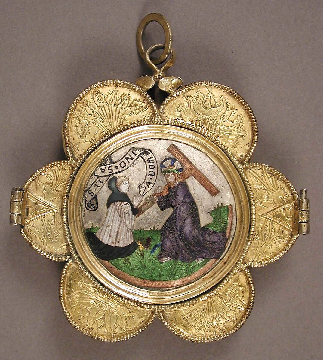 Reliquary Pendant, Basse taille enamel, niello, silver, silver-gilt, French 