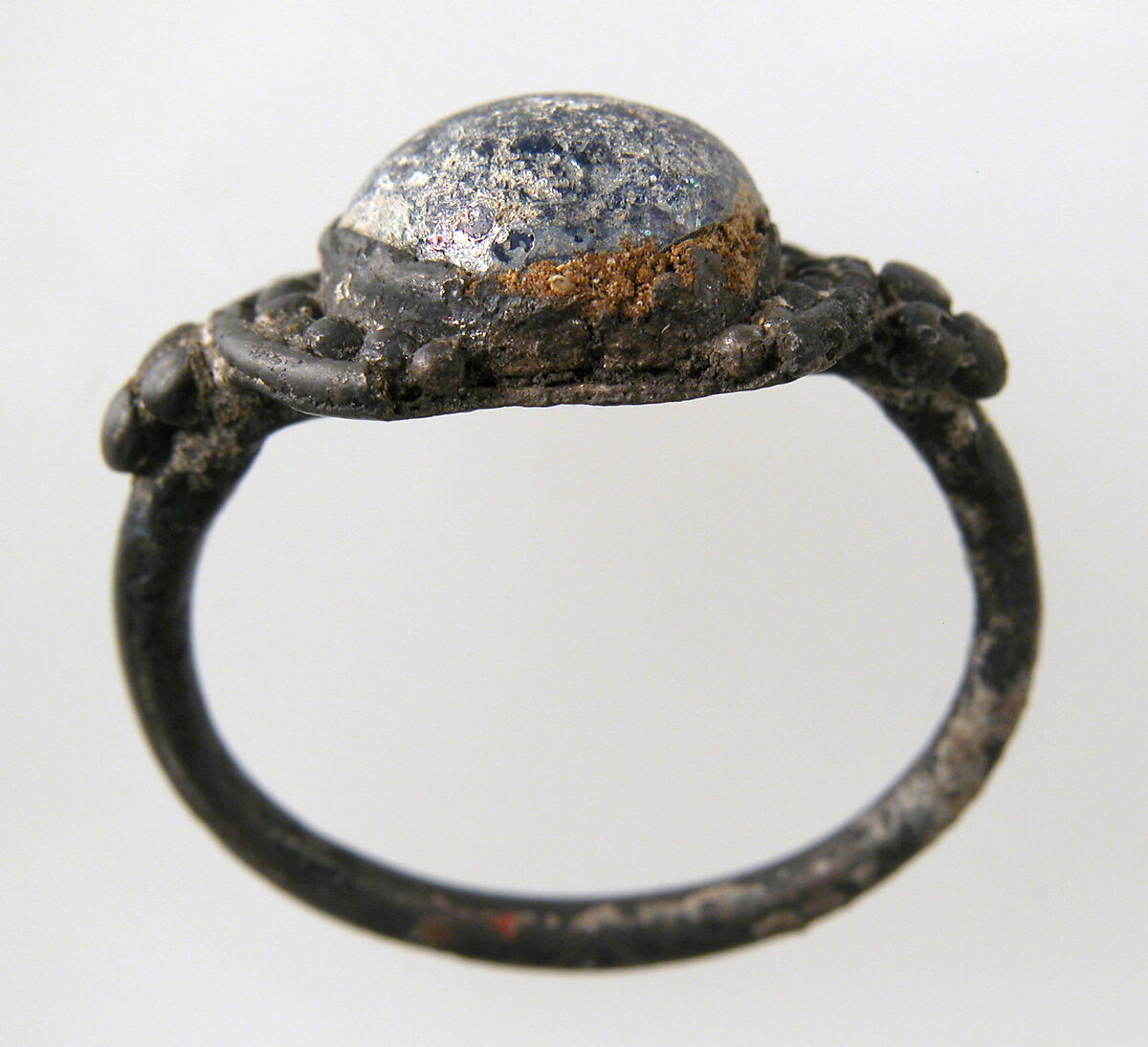 Finger Ring, Silver, glass cabochon, Frankish